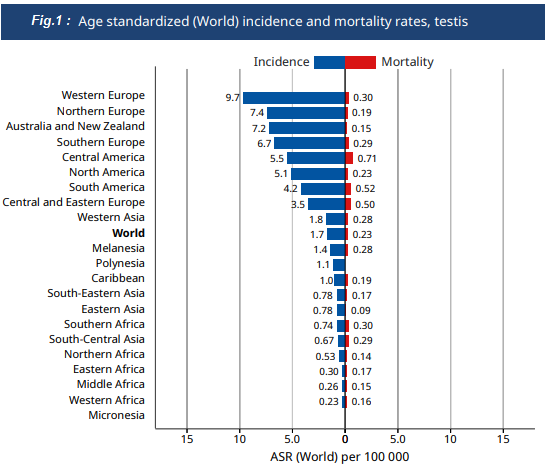 Fig 1. Tasas de Incidencia y Mortalidad Cáncer de Testículo