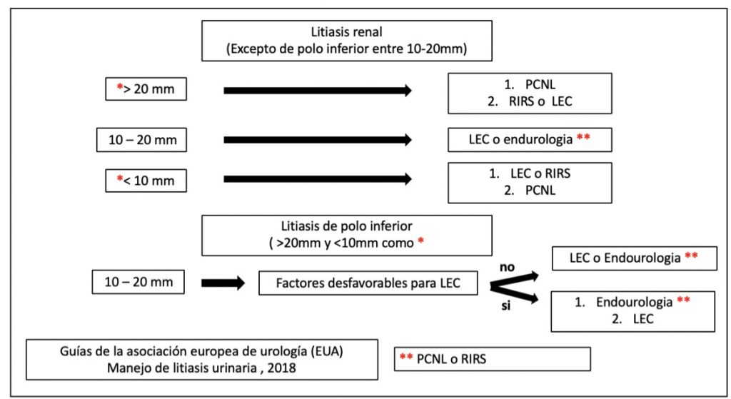 Fig. 20 Recomendación de las Guías europeas de urología (2018) para manejo activo de litiasis renales